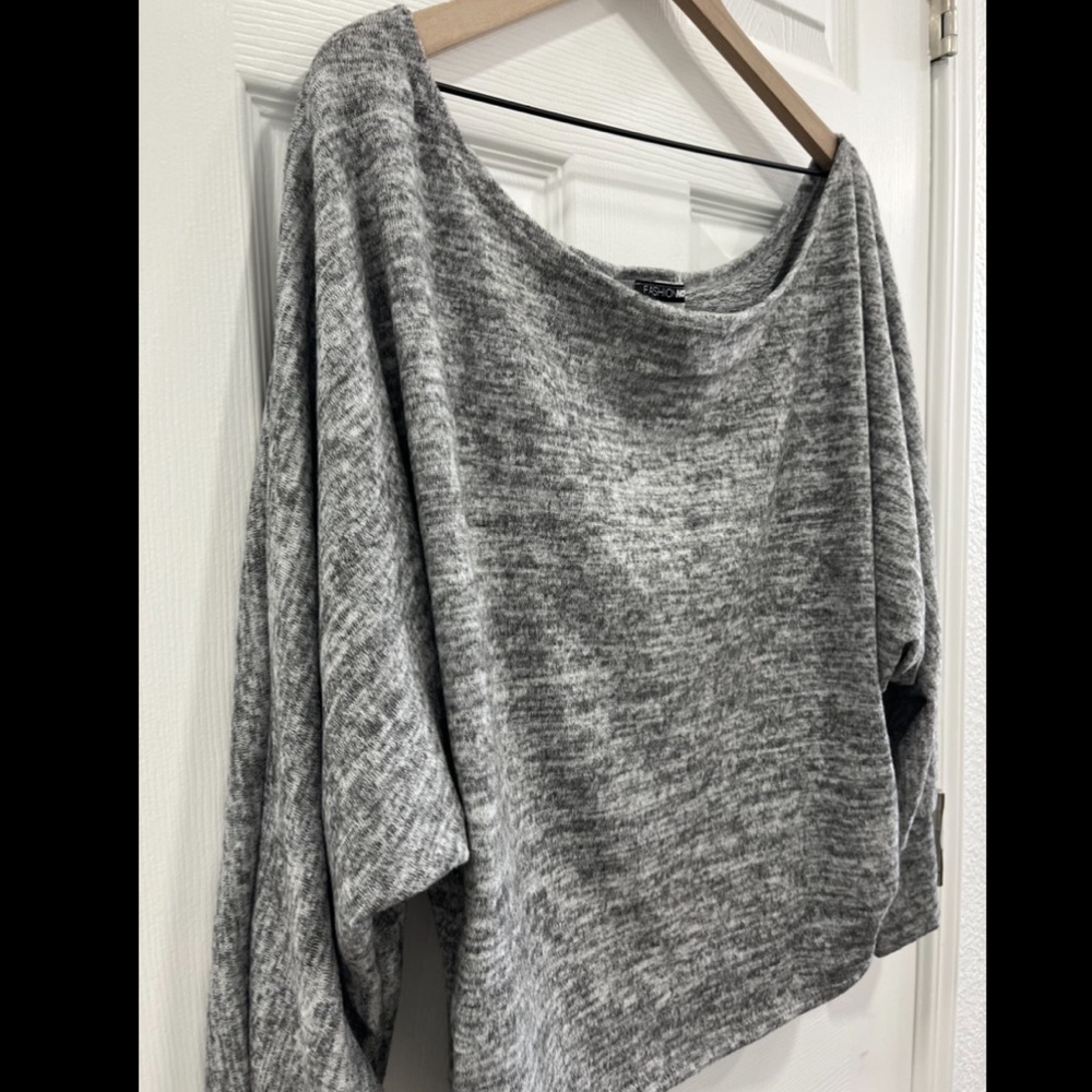 Fashion Nova Grey Slouchy Sweater